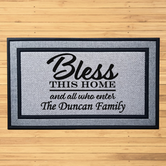 Personalized Bless This Home Indoor/Outdoor Door Mat