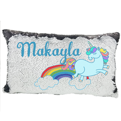 Handmade Personalized Rainbow Unicorn Rectangle Sequin Pillow Case