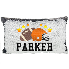 Handmade Personalized Football Allstar Rectangle Reversible Sequin Pillow Case