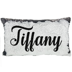 Handmade Personalized Script Custom Name Rectangle Sequin Pillow Case
