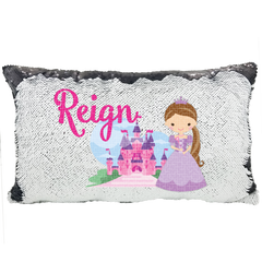 Handmade Personalized Princess Character Rectangle Reversible Sequin Pillow Case