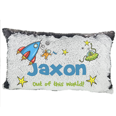 Handmade Personalized Space Explorer Rectangle Reversible Sequin Pillow Case