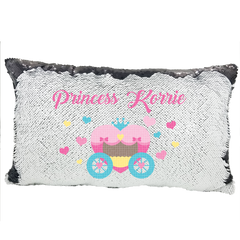 Handmade Personalized Princess Carriage Rectangle Sequin Pillow Case