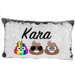 Handmade Personalized Poop Styles Rectangle Reversible Sequin Pillow Case