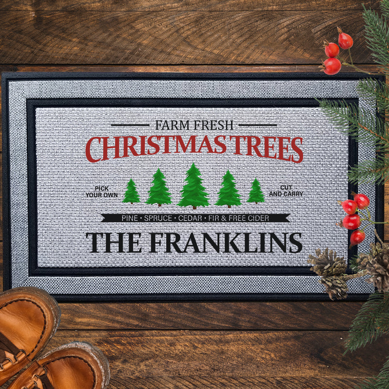 Personalized Farm Fresh Christmas Indoor/Outdoor Door Mat