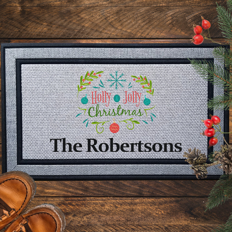 Personalized Holly & Jolly Design Indoor/Outdoor Door Mat