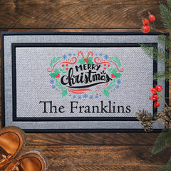 Personalized Candy Cane Christmas Indoor/Outdoor Door Mat