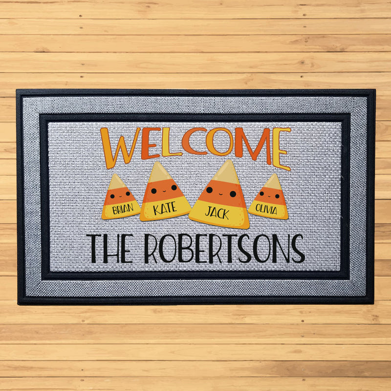 Personalized Candycorn Theme  Indoor/Outdoor Door Mat