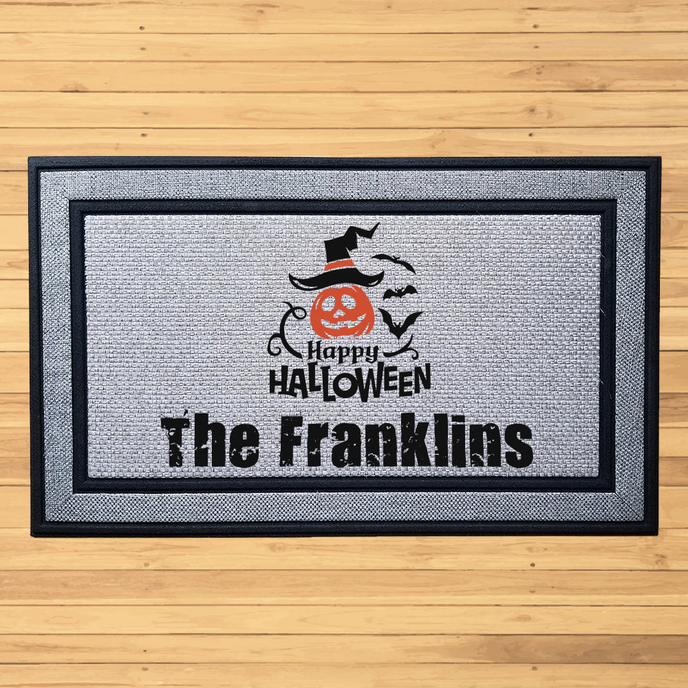 Personalized Happy Halloween Pumpkin Indoor/Outdoor Doormat