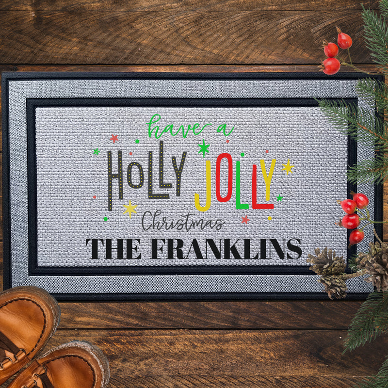 Personalized Holly Jolly Christmas Indoor/Outdoor Door Mat