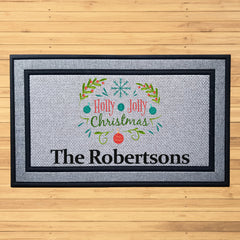 Personalized Holly & Jolly Design Indoor/Outdoor Door Mat