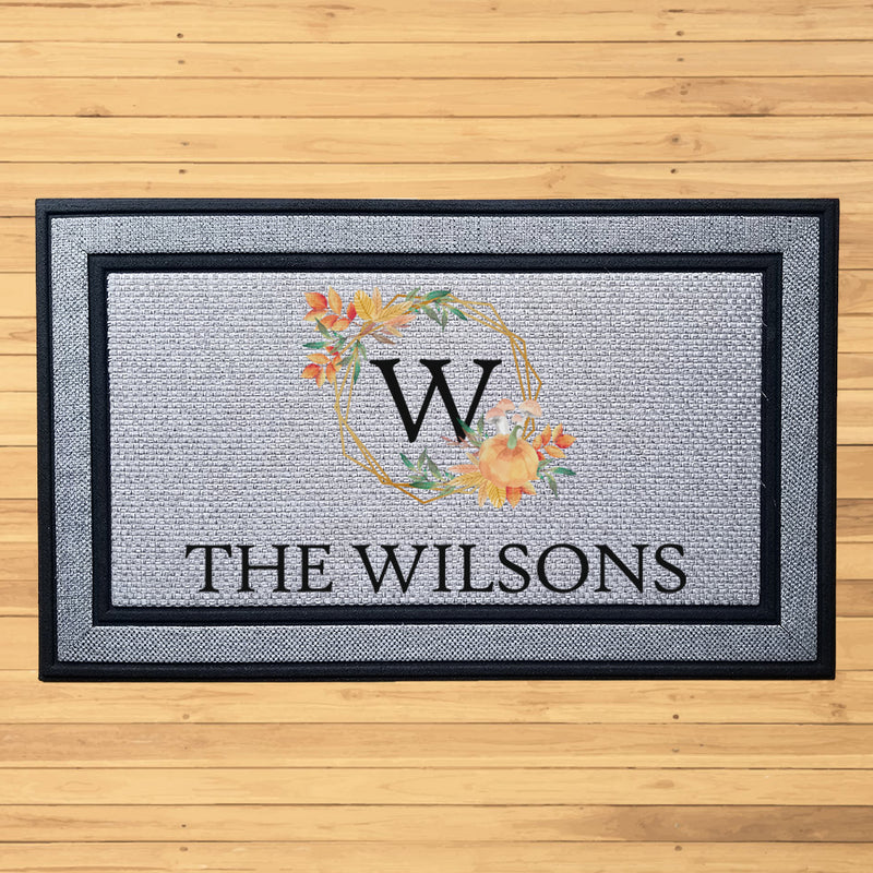 Personalized Fall Leaves Initial Indoor/Outdoor Door Mat