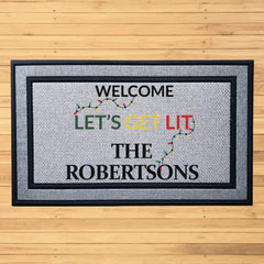 Personalized Lets Get Lit Christmas Indoor/Outdoor Door Mat