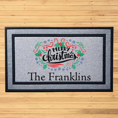 Personalized Candy Cane Christmas Indoor/Outdoor Door Mat