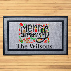 Personalized Gingerbread Christmas Indoor/Outdoor Door Mat