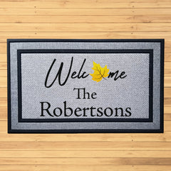 Personalized Welcome Fall Leaf Indoor/Outdoor Door Mat