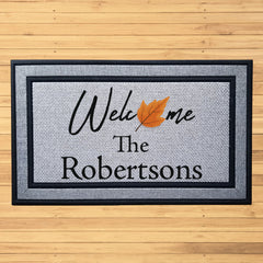 Personalized Welcome Fall Leaf Indoor/Outdoor Door Mat