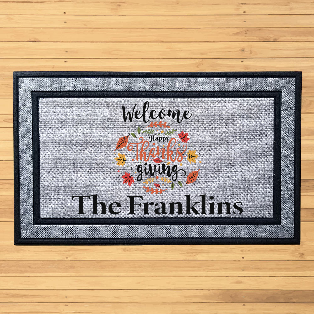 Personalized Happy Thanksgiving Indoor/Outdoor Door Mat