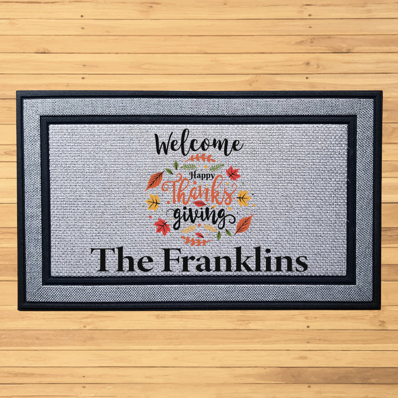 Personalized Happy Thanksgiving Indoor/Outdoor Door Mat