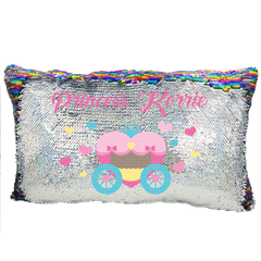 Handmade Personalized Princess Carriage Rectangle Sequin Pillow Case
