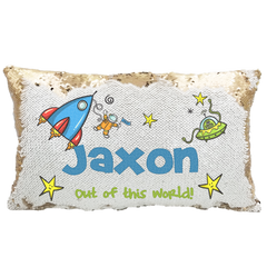 Handmade Personalized Space Explorer Rectangle Reversible Sequin Pillow Case
