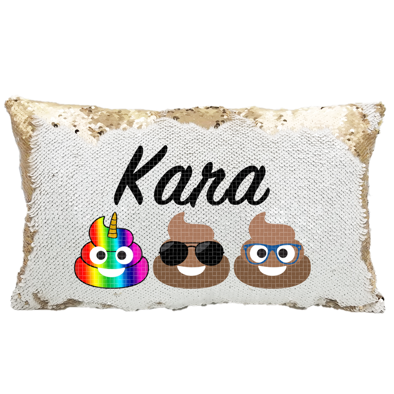 Handmade Personalized Poop Styles Rectangle Reversible Sequin Pillow Case