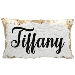 Handmade Personalized Script Custom Name Rectangle Sequin Pillow Case