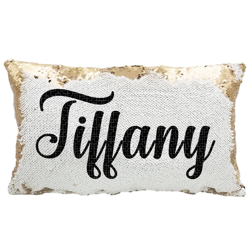 Handmade Personalized Script Custom Name Rectangle Sequin Pillow Case