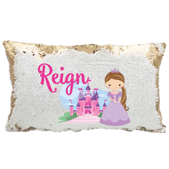 Handmade Personalized Princess Character Rectangle Reversible Sequin Pillow Case