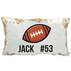 Handmade Personalized Football Number Rectangle Reversible Sequin Pillow Case