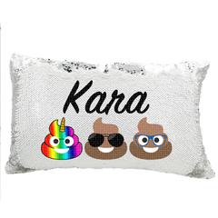 Handmade Personalized Poop Styles Rectangle Reversible Sequin Pillow Case