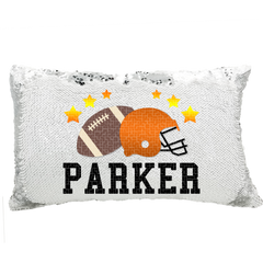 Handmade Personalized Football Allstar Rectangle Reversible Sequin Pillow Case