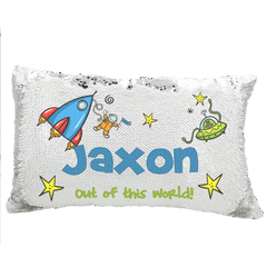 Handmade Personalized Space Explorer Rectangle Reversible Sequin Pillow Case