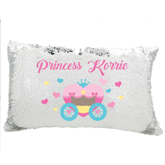 Handmade Personalized Princess Carriage Rectangle Sequin Pillow Case