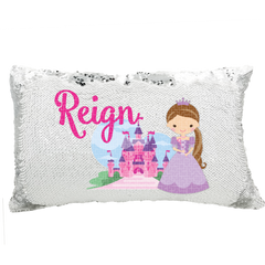 Handmade Personalized Princess Character Rectangle Reversible Sequin Pillow Case