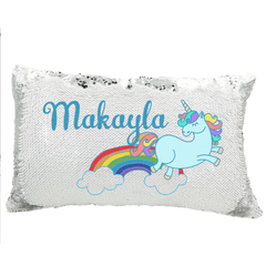 Handmade Personalized Rainbow Unicorn Rectangle Sequin Pillow Case