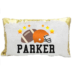 Handmade Personalized Football Allstar Rectangle Reversible Sequin Pillow Case