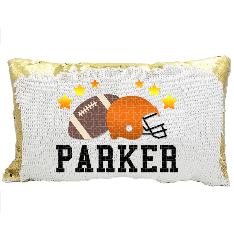 Handmade Personalized Football Allstar Rectangle Reversible Sequin Pillow Case