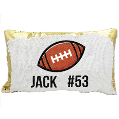 Handmade Personalized Football Number Rectangle Reversible Sequin Pillow Case