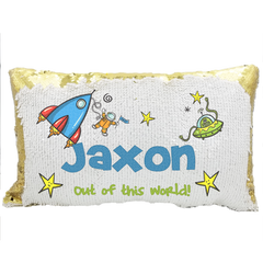 Handmade Personalized Space Explorer Rectangle Reversible Sequin Pillow Case