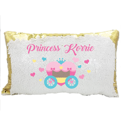 Handmade Personalized Princess Carriage Rectangle Sequin Pillow Case