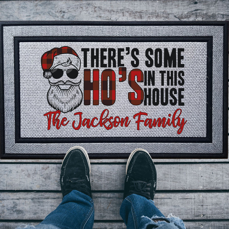 Personalized There's Some Ho's Holiday Indoor/Outdoor Door Mat