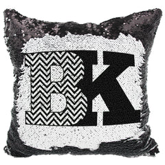 Handmade Personalized Block Letter Initials Name Sequin Pillow Case