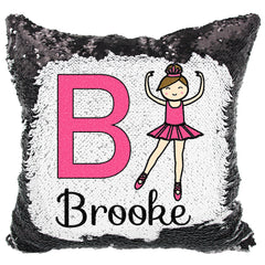 Handmade Personalized Ballet Dancer Reversible Sequin Pillow Case