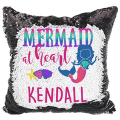 Handmade Personalized Mermaid At Heart Reversible Sequin Pillow Case