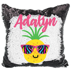 Handmade Personalized Cool Pineapple Reversible Sequin Pillow Case