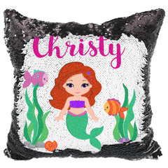 Handmade Personalized Mermaids Underwater Sequin Pillow Case