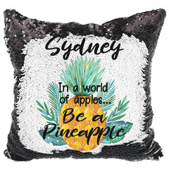 Handmade Personalized Be A Pineapple Quote Reversible Sequin Pillow Case