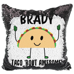 Handmade Personalized Taco Bout Awesome Reversible Sequin Pillow Case