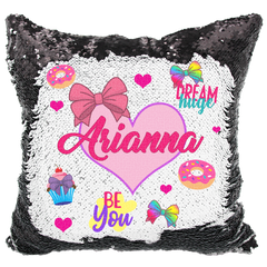 Handmade Personalized Be You Bows-n-Hearts Reversible Sequin Pillow Case